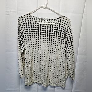 J. Crew Black and White Polka Dot Long Sleeve Top
